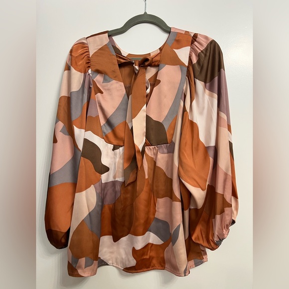 NWT DR2 swing top blouse shirt boho silky satin XL pink - Picture 4 of 10